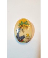 Sarah Kay with Yellow Chick Oval Plastic Film-Printed Pin Brooch Badge - $18.32