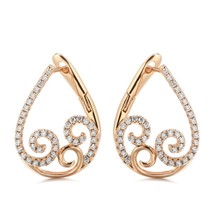 Unusual Earrings 585 Rose Gold Color Vintage Jewelry Daily Trend Ethnic Flower N - £10.01 GBP