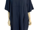 Women&#39;s Short Sleeve Cotton/Linen Shift Dress Navy Blue 2XL - $33.24
