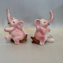 Vintage Pink Elephant Salt and Pepper Shakers Ceramic Made in Japan Cute - $21.02 CAD