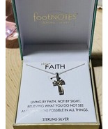 FOOTNOTE STERLING SILVER DIAMOND CROSS NECKLACE NIB - $67.33 CAD