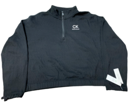 Calvin Klein Womens CK One Cotton Long Sleeve 1/2 ZIP Sweatshirt, BLACK, XL - $24.74