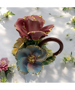 VINTAGE GORGEOUS CAPODIMONTE  FLORAL FLOWERS CENTERPIECE NUOVA MADE IN I... - $39.59