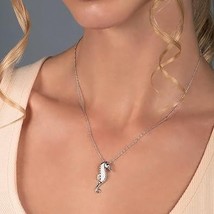 925 Sterling Silver Seahorse Necklace With Constructed Opal And Natural Cubic - £61.53 GBP
