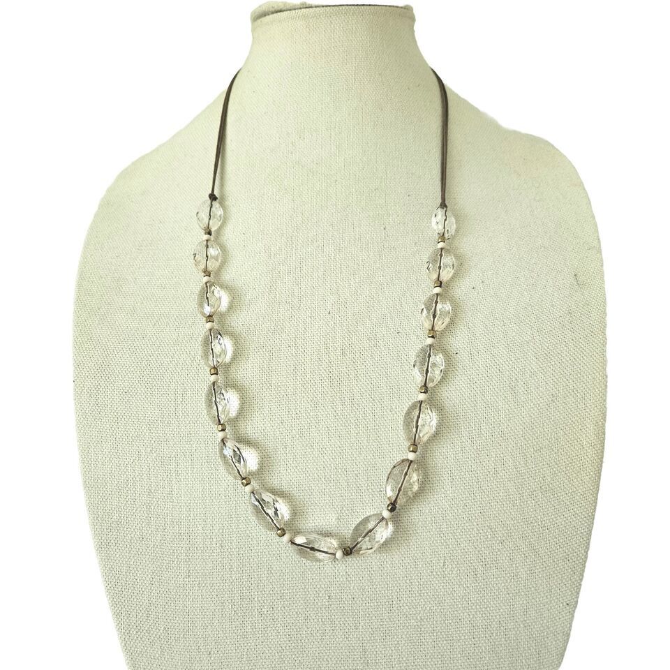 American Eagle Outfitters Clear Faceted Acrylic Bead Necklace 30" - $15.83