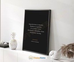 Marilyn Monroe Quote Wall Art Imperfection is Beauty Motivational Prints -P912 - $24.65+