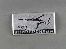 Vintage Sports Pin - Fencing Event 1973 Universiade Moscow - Stamped Pin  - $15.00