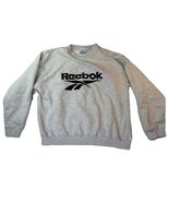 Vintage 90s Reebok Big Logo Crewneck Sweatshirt Gray Pullover Size L - €18,87 EUR
