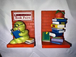 Scholastic Book Fairs Bookends &quot;Compliments Of&quot; Bookworm Rare Great Cond... - £101.98 GBP