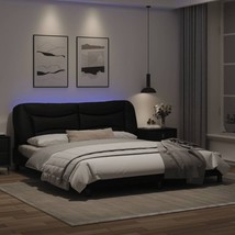 Modern Black Faux Leather Super King Size Bed Frame With LED Lights Headboard - £343.57 GBP