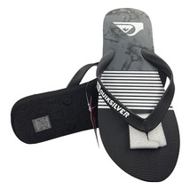 Nwt Quiksilver Msrp $39.99 Men&#39;s Black Gray Beach Wave Thong Flip Flops Sandals - £15.69 GBP