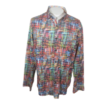 Bespoke Brand Men Dress Shirt long sleeve mens L rainbow colorful 25&quot; p2... - $29.69