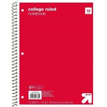 up&amp;up™ Spiral Notebook 1 Subject College Ruled 70 Pages 7.5x10.5 Red - $10.35