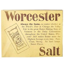 Worcester Brand Salt 1897 Advertisement Victorian Worlds Fair Baking ADB... - €17,05 EUR