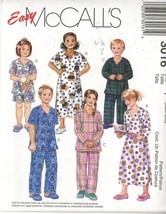 Mccalls 3016 Child&#39;s pajamas or nightgown  size xsm -small (3-4, 5-6) uncut - $4.00
