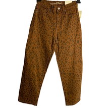 Universal Thread Vintage Straight Jeans 00 Brown Leopard Print Cropped NEW - £18.04 GBP