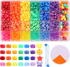 28 Color 9 Mm Pony Beads for Bracelet Making Kit, Rainbow Kandi Beads for DIY Cr - £10.42 GBP