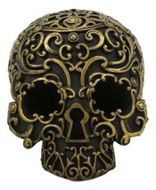 Ebros Royal Persian Black and Gold Keyhole Skull Statue 6&quot; Long Skeleton Decor - £32.76 GBP