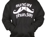 Team Phun Hommes Sunday Amusant Jour Moustache Noir Blanc Pull Capuche Nwt - $26.16