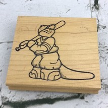 Vintage 1991 Daisy Kingdom Dinosaur Baseball Player Rubber Stamp Hitter Mounted - £5.94 GBP