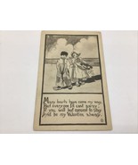Valentine&#39;s Day Postcard Antique 1912 Black &amp; White Basket Hearts Guess Who - £11.18 GBP