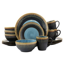 Elama Tavilla 16 Piece Round Stoneware Dinnerware Set in Multi Color - $127.87