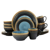 Elama Tavilla 16 Piece Round Stoneware Dinnerware Set in Multi Color - £100.34 GBP