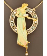 Jugendstil 18k Gold Plique-A-Jour Emaille, Perle, und Diamant Brosche An... - $23,815.19 CAD