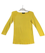Lauren Ralph Lauren Yellow Pullover Rib Knit Tunic Top 3/4 Sleeve Cotton... - £6.07 GBP