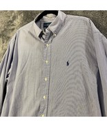 Ralph Lauren Dress Shirt Mens 17 36/37 Dark Blue Striped Preppy Button U... - £10.97 GBP