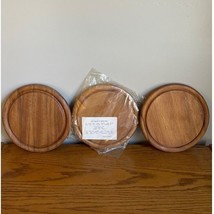 Vintage Acacia Wood Steak Platter Cutting Board 10&quot; Round Handcrafted Th... - $41.96 CAD