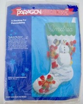 Vtg Paragon Felt Sequin Stocking Kit Frosty the Snowman Frolic in the Snow Kids - £21.88 GBP