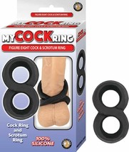 My Cockring Figure Eight Cock &amp; Scrotum Ring - Black - £14.12 GBP