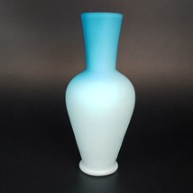 Fenton Satin Cased Glass Vase Blue White - £67.33 GBP