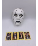 VTG 1998 WCW Inc STING Plastic Mask White RARE With 4 Sting WCW Cards 1991 - £88.29 GBP