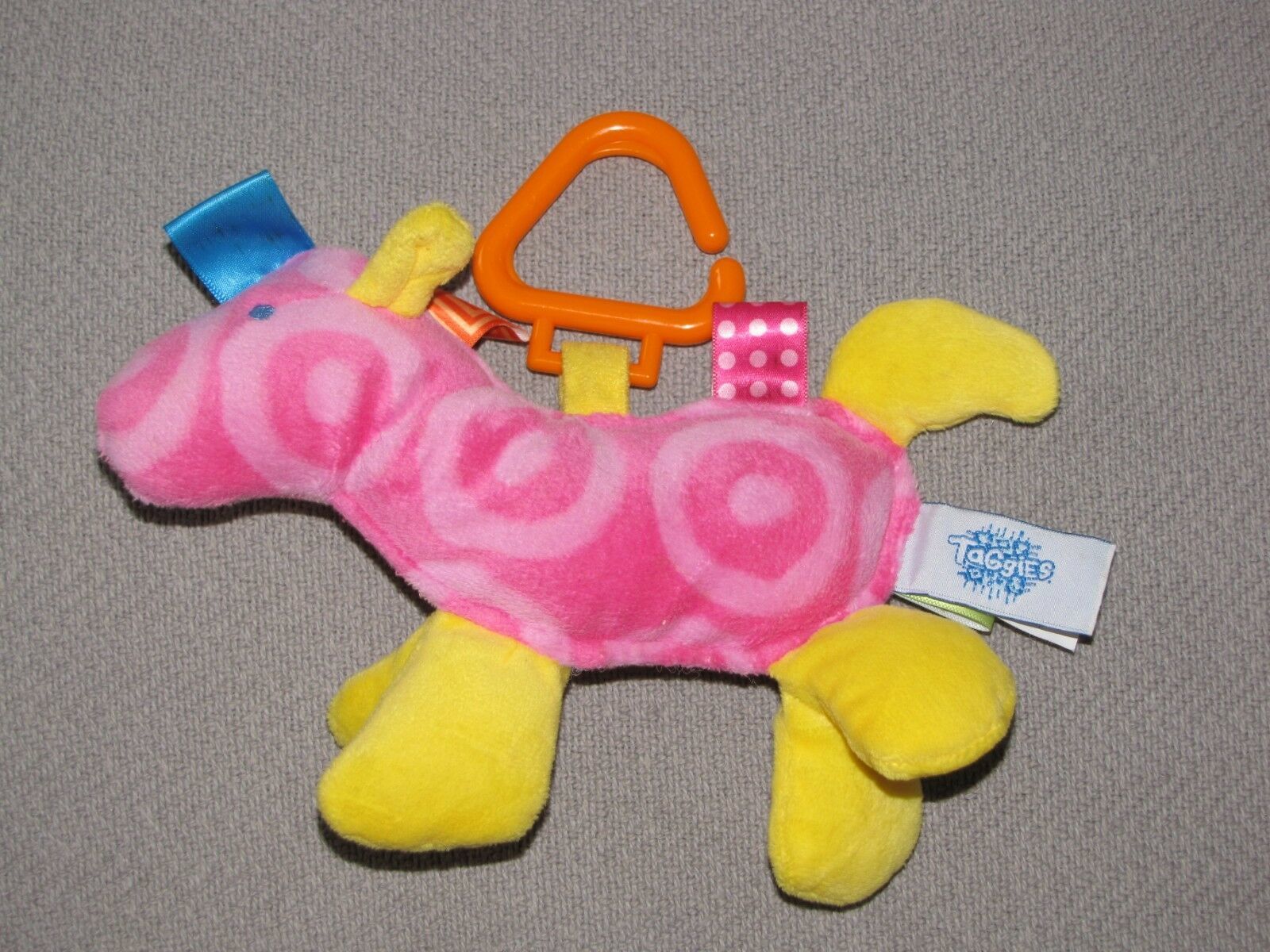 Primary image for MARY MEYER BABY TAGGIES PINK YELLOW HORSE PONY CLIP ON RING LINK TOY PLUSH