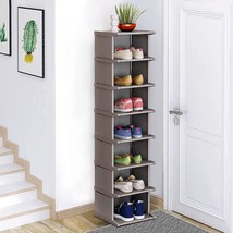 8 Tiers Shoe Rack - Tall Narrow Shoe Rack For Entryway Closet Hallway - Vertical - £27.17 GBP
