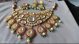 VeroniQ Trends-Bridal Polki Statement Look Handmade Kundan Necklace - £586.38 GBP