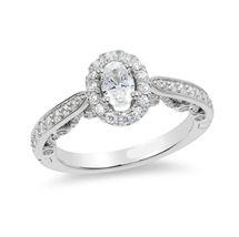 Enchanted Disney Ariel 1.13 Ct White Oval Cut CZ Diamond Frame Engagement Ring - £61.60 GBP