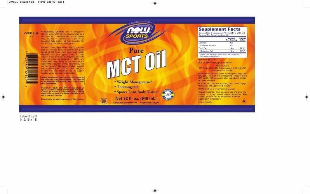 Primary image for NOW Sports Nutrition, MCT (Medium-chain triglycerides)Oil 14 g, Weight Manage...