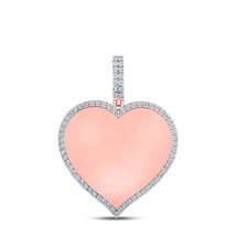10kt Rose Gold Mens Round Diamond Heart Charm Pendant 1/5 Cttw - £740.63 GBP