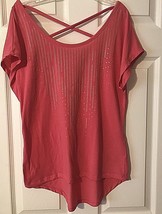 No Boundaries Pink With Sequins and Cut out Back Hi Low Shirt Jrs Sz Large 11-13 - £9.62 GBP