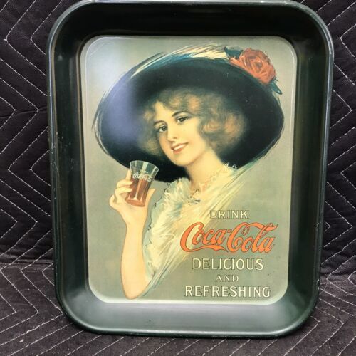 Primary image for Vintage 10.5”x13” Coke Coca Cola 1912 Tray Victorian Girl with Hat 1970's