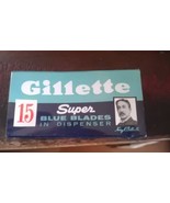 vintage gillette 15 super blue blades pack for safety razor in dispenser SW - $48.25 CAD