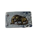 Vintage Western Horse Belt Buckle Silver Tone Gold Tone Raised Horse Mad... - $14.40
