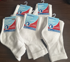 Greenbrier Diabetic Socks White Men Lot 5 Pairs Size 6-12 Quarter Socks - £17.10 GBP