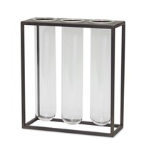 Vases in Stand 8&quot;L x 9&quot;H Iron/Glass - £31.28 GBP