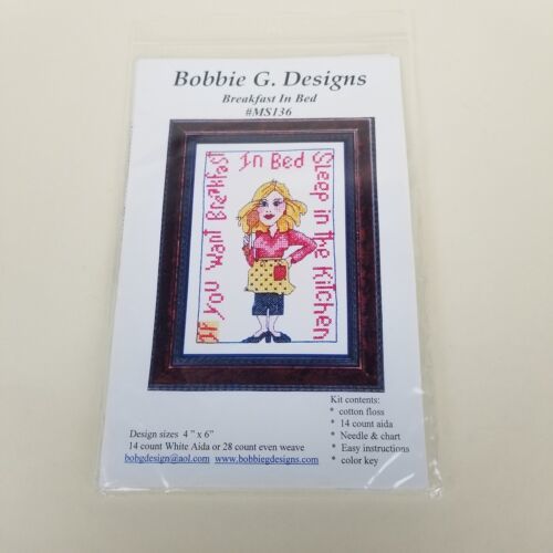 Bobbie G Designs  Breakfast in Bed #MS136 4"X6"  Cross Stitch Kit New - $9.89