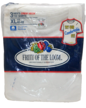 Size XL - VTG Men’s Fruit Of The Loom White  Crew Neck T-Shirt 3 Pack 19... - $20.56