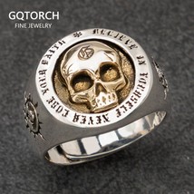 Real Pure 925 Sterling Silver Gothic Skeleton Rings for Men Hippop Street Cultur - £67.15 GBP